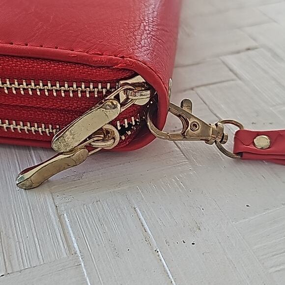Unbranded Red Wallet w/Strap Two Compartments Credit Card Slots 7.5" x 4" x 2" - Picture 3 of 8